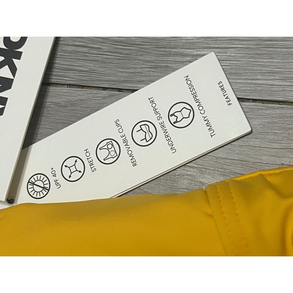 DKNY Ruffle Plunge One-Piece Swimsuit Yellow - Picture 11 of 13